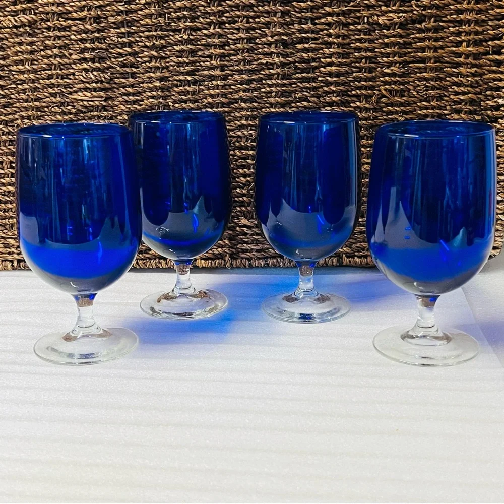 Vintage Naval Base Kitsap 232nd Navy Birthday Ball 2007 Cobalt Blue Wine Glasses